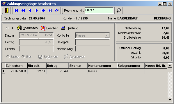 Zahlungseingänge